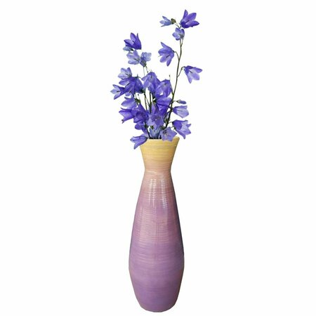 COLOCAR 31.5 x 10.25 in. Bamboo Floor Vase, Glossy Purple CO3177842